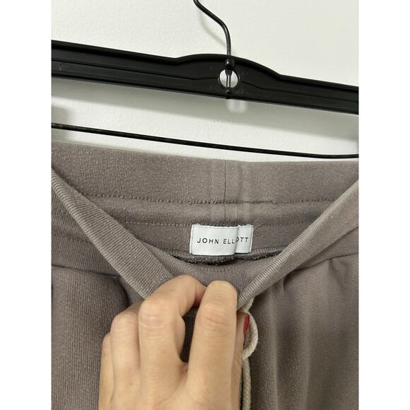 john elliott sweatpants gray taupe jogger men's size small raw edge drawstring - Picture 3 of 10